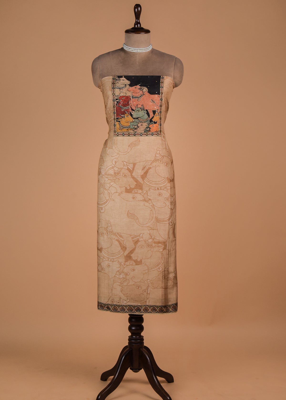 Cream Muslin Crepe Dress Material