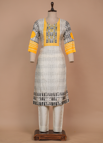 Multicoloured Cotton Silk Straight Set