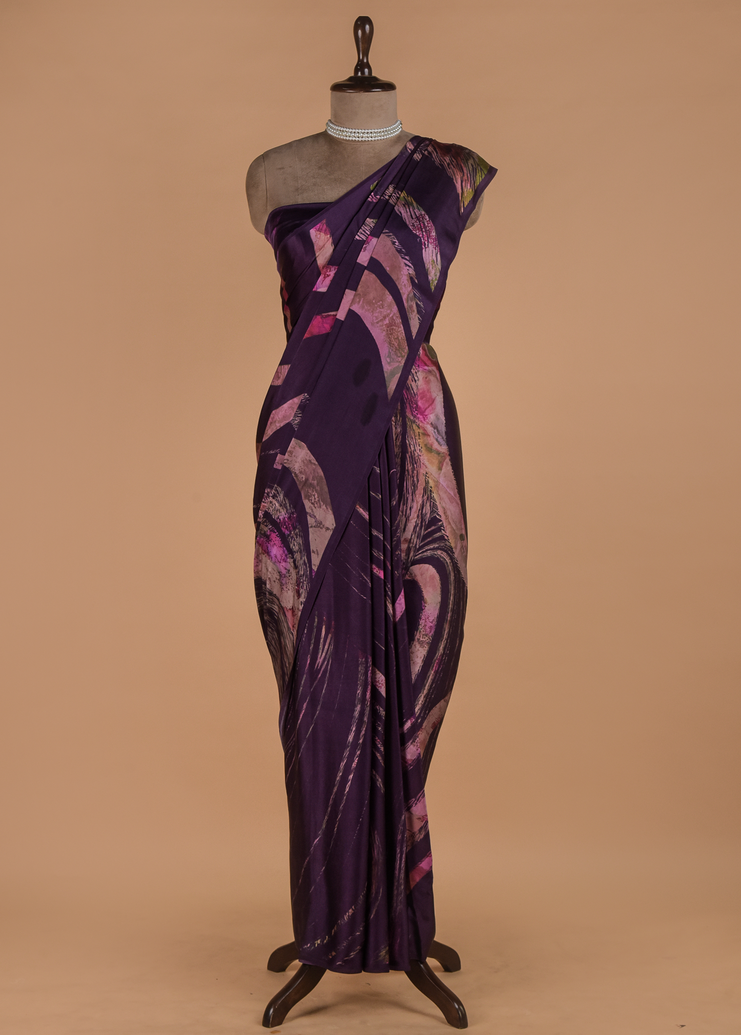 Purple Printed Silk Saree - Image 3 | Greenways Delhi