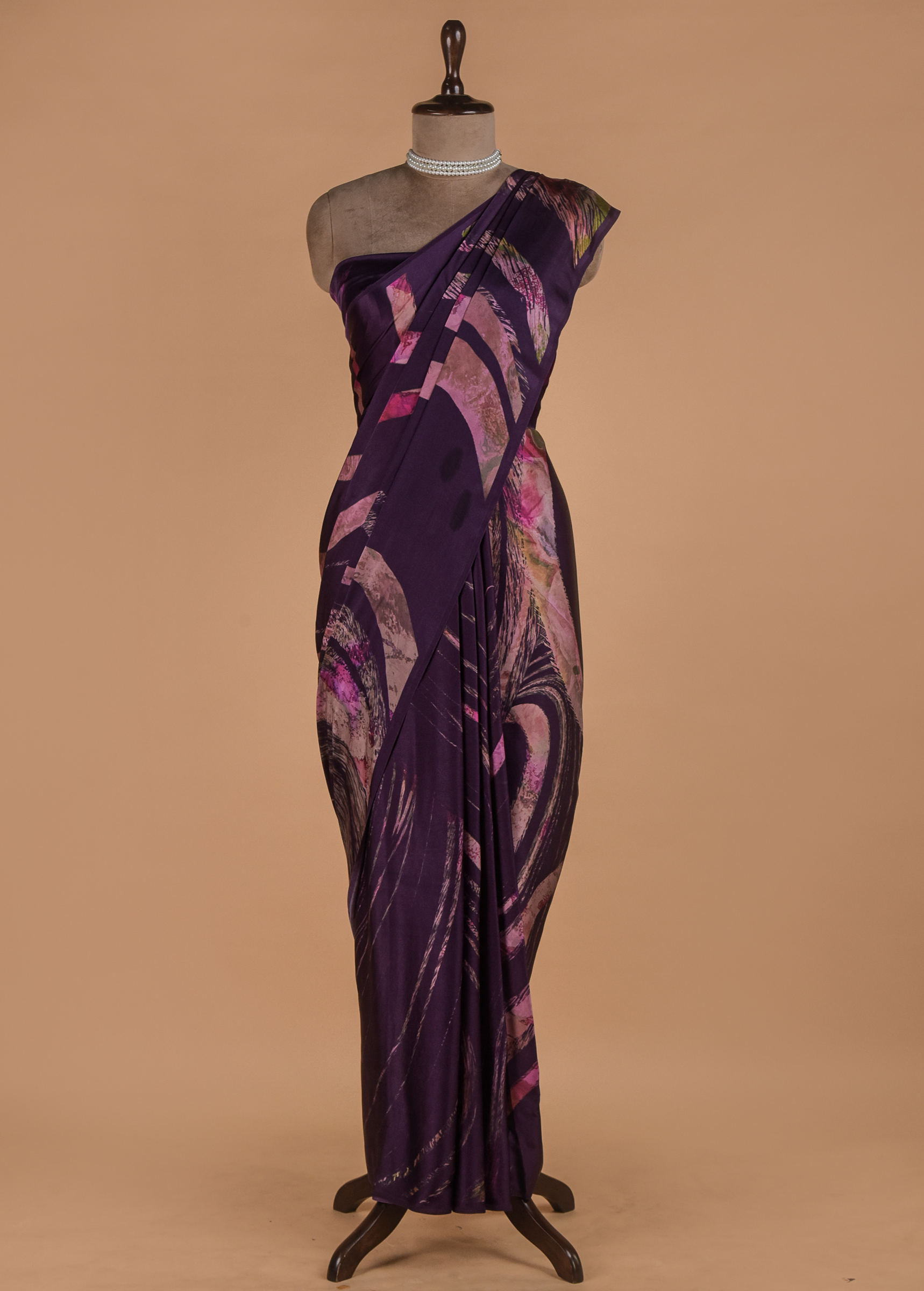 Purple Printed Silk Saree - Image 3 | Greenways Delhi