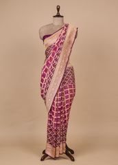 Wine Georgette Bandhani Saree