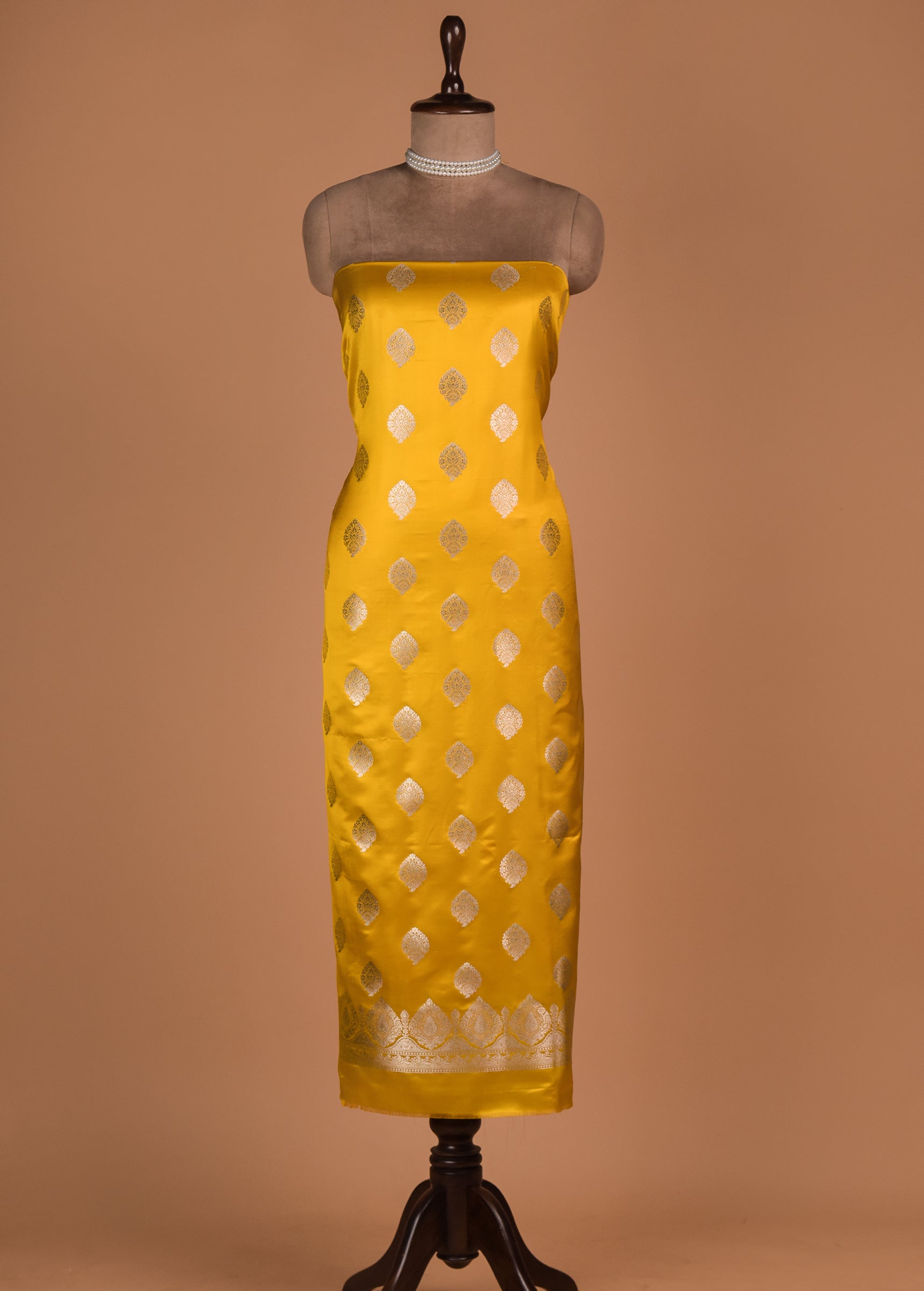 Yellow Art Silk Dress Material