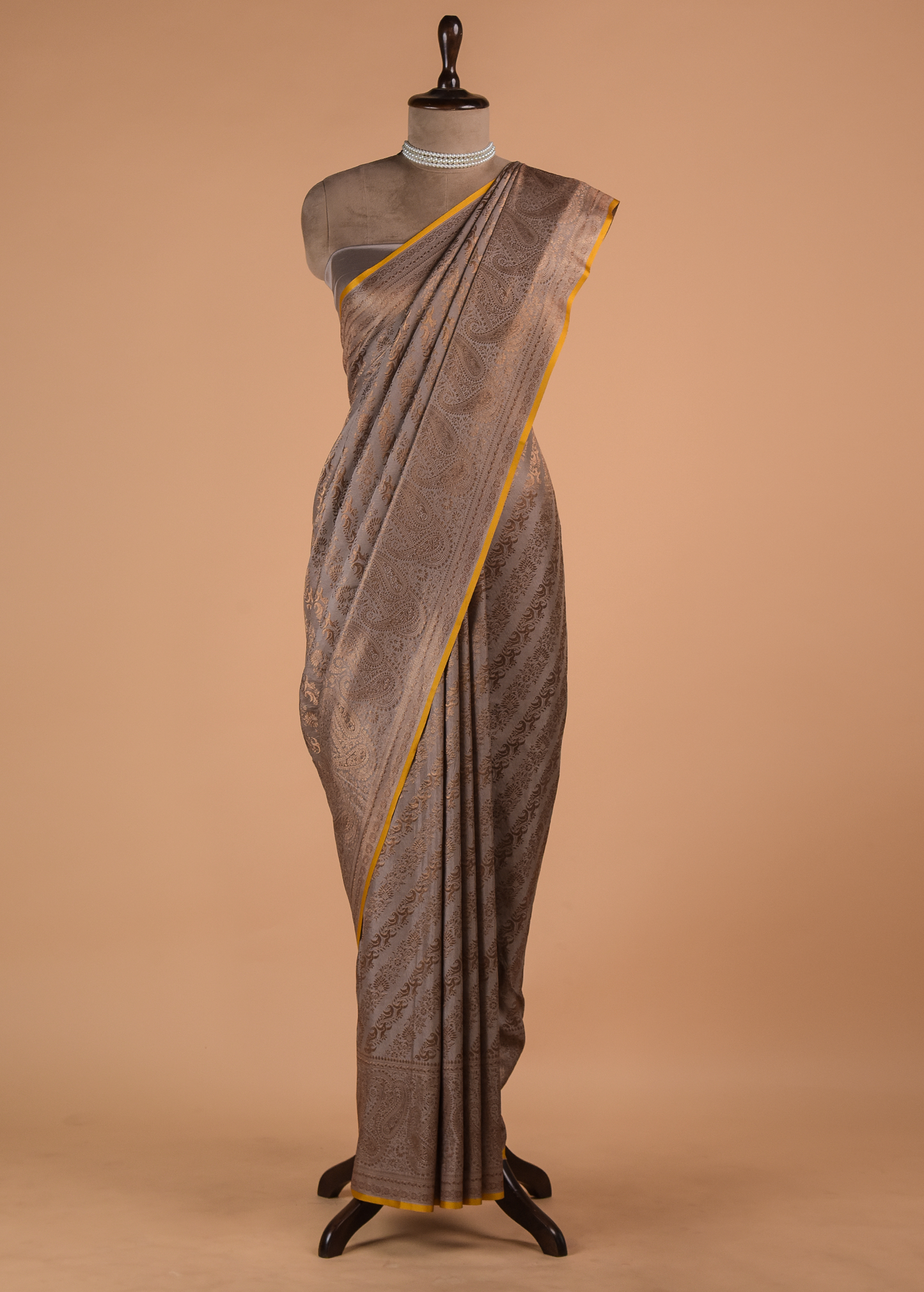 Silver Crepe Banarasi Saree