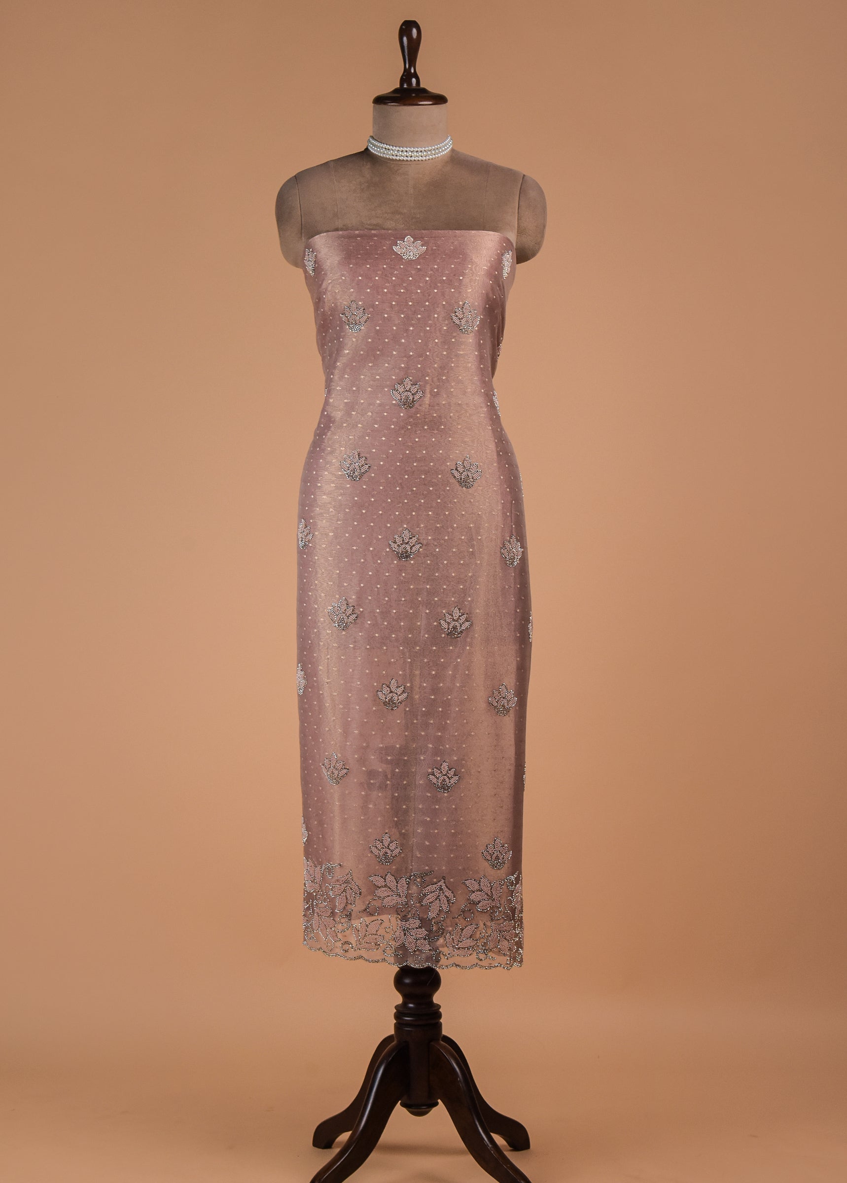 Pink Tissue Georgette Dress Material