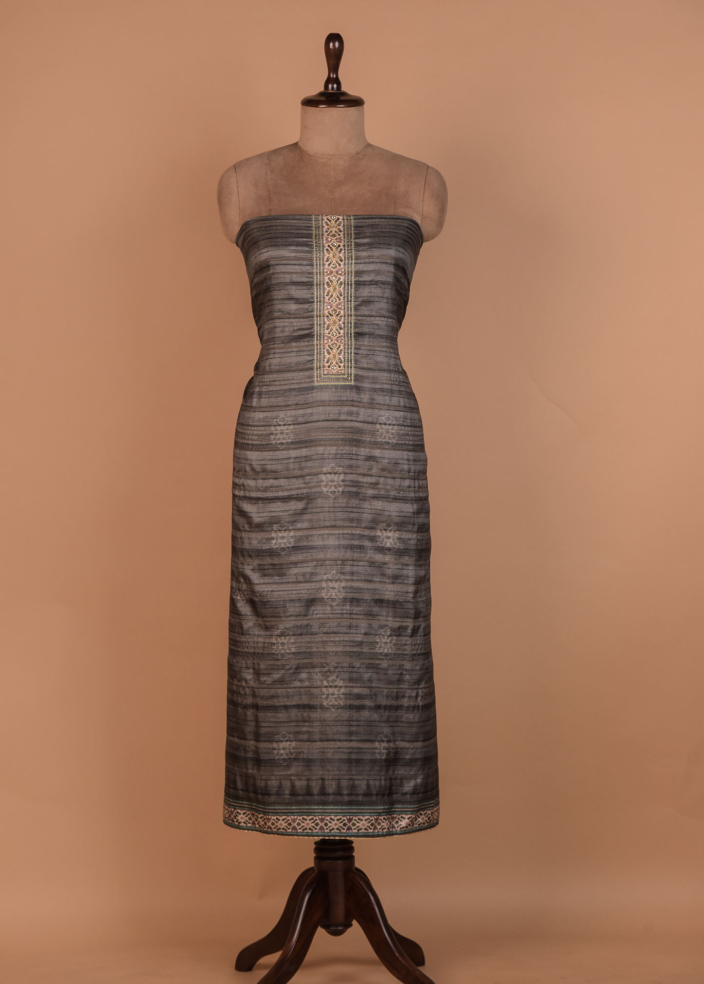 Grey Tussar Dress Material