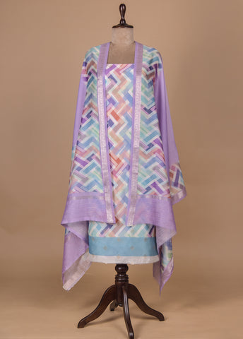 Multicoloured Chanderi Dress Material