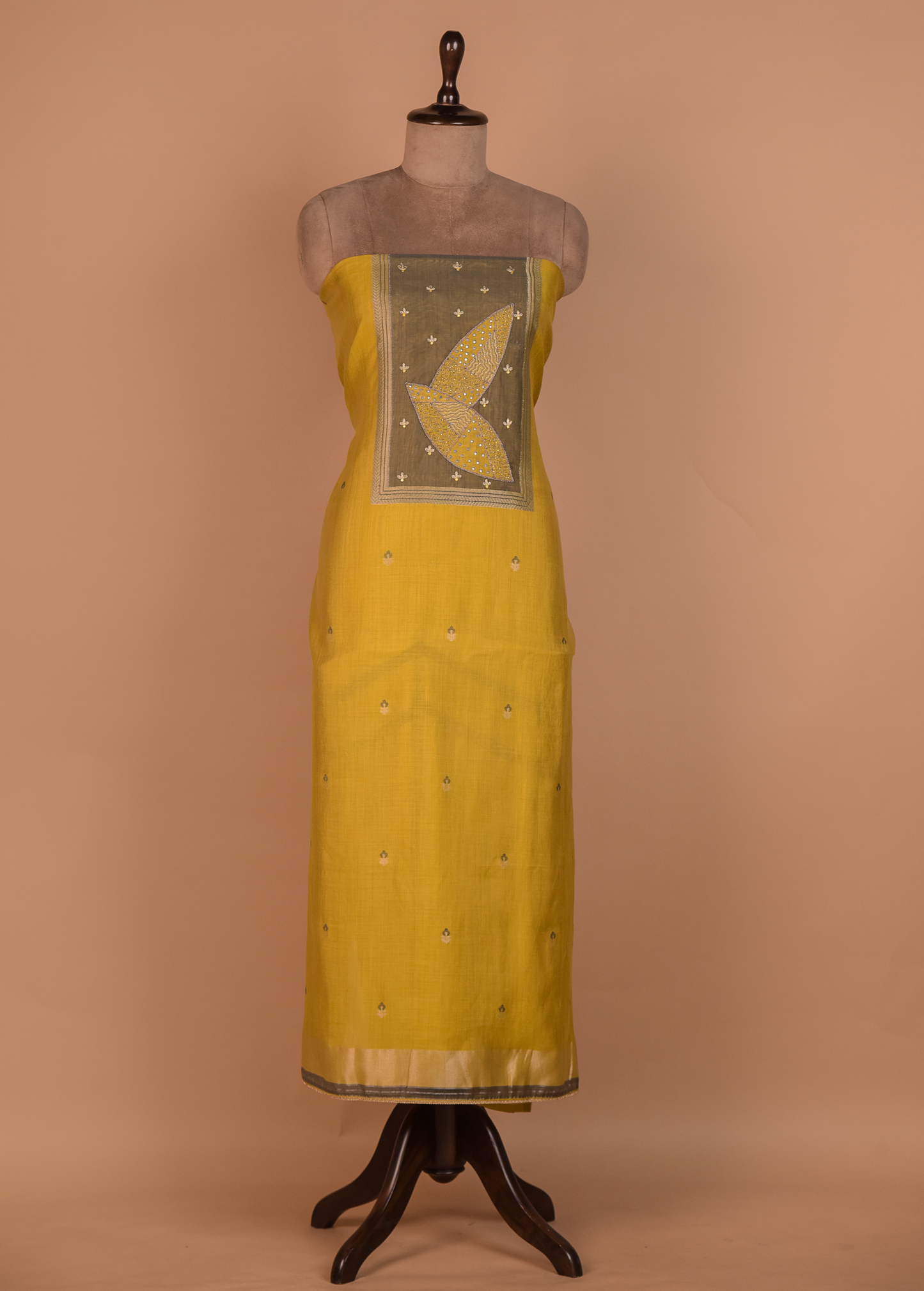 Yellow Cotton Silk Dress Material