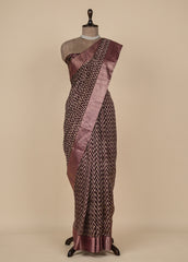 Purple Tussar Printed Saree