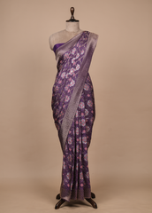 Purple Crepe Silk Banarasi Saree