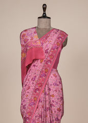 Pink Crepe Printed Saree