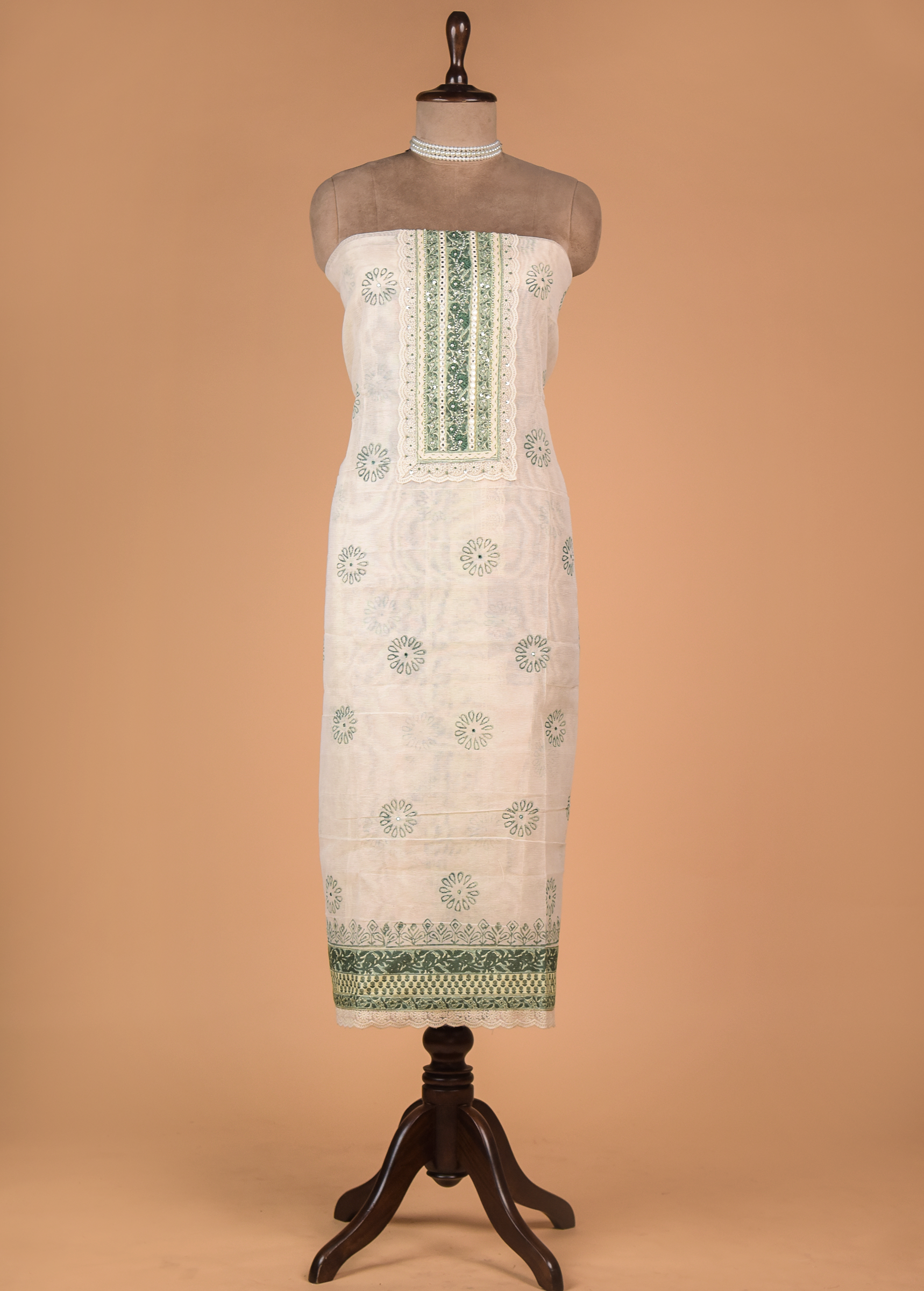 White Kota Dress Material