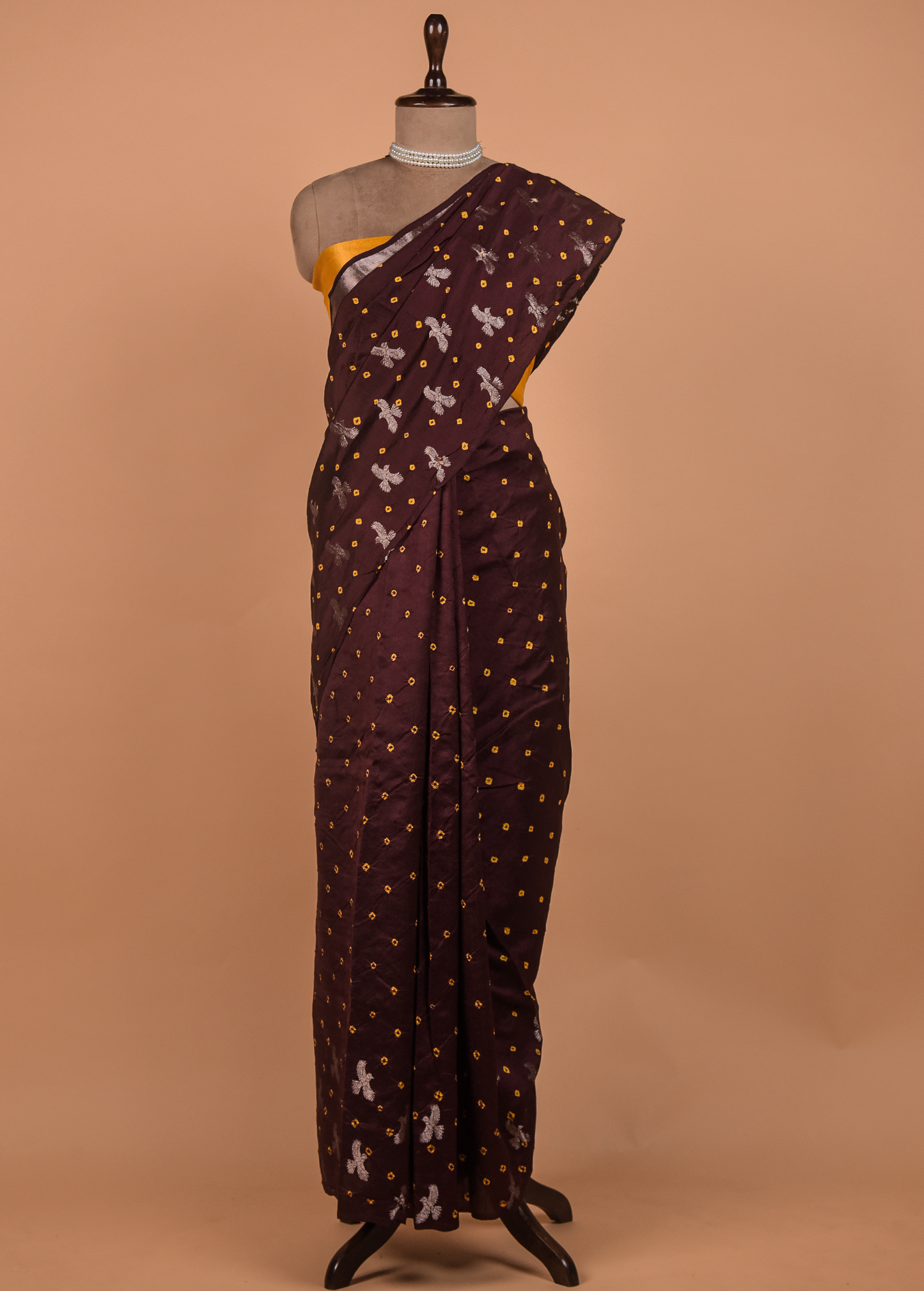 Wine Gajji Silk Bandhani Saree