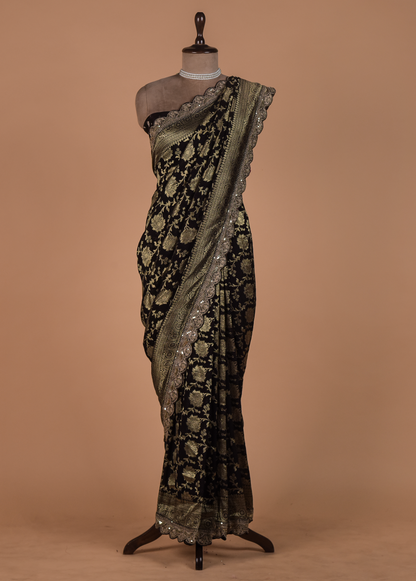 Black Georgette Embroidered Saree