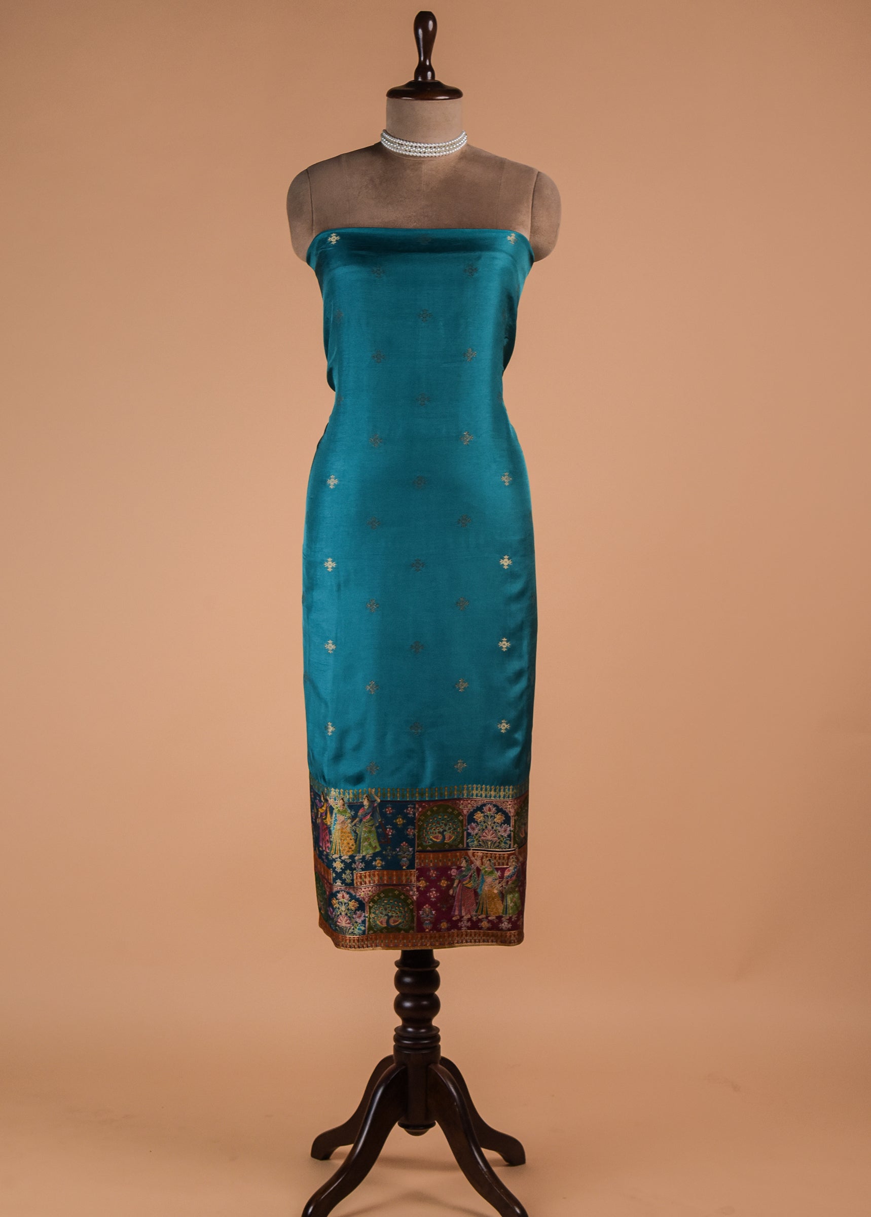 Blue Dola Silk Dress Material