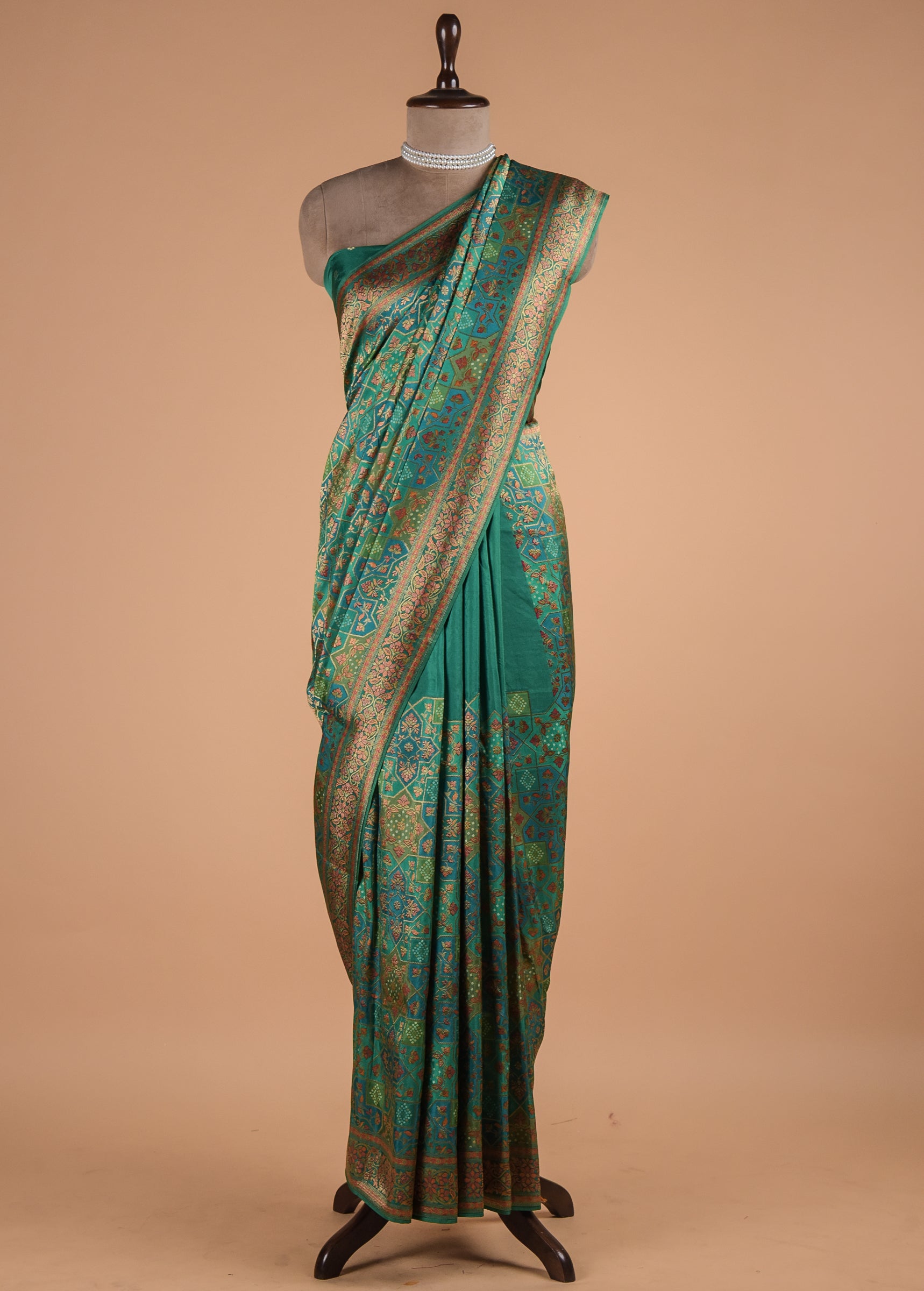 Green Moroccan Silk Banarasi Saree