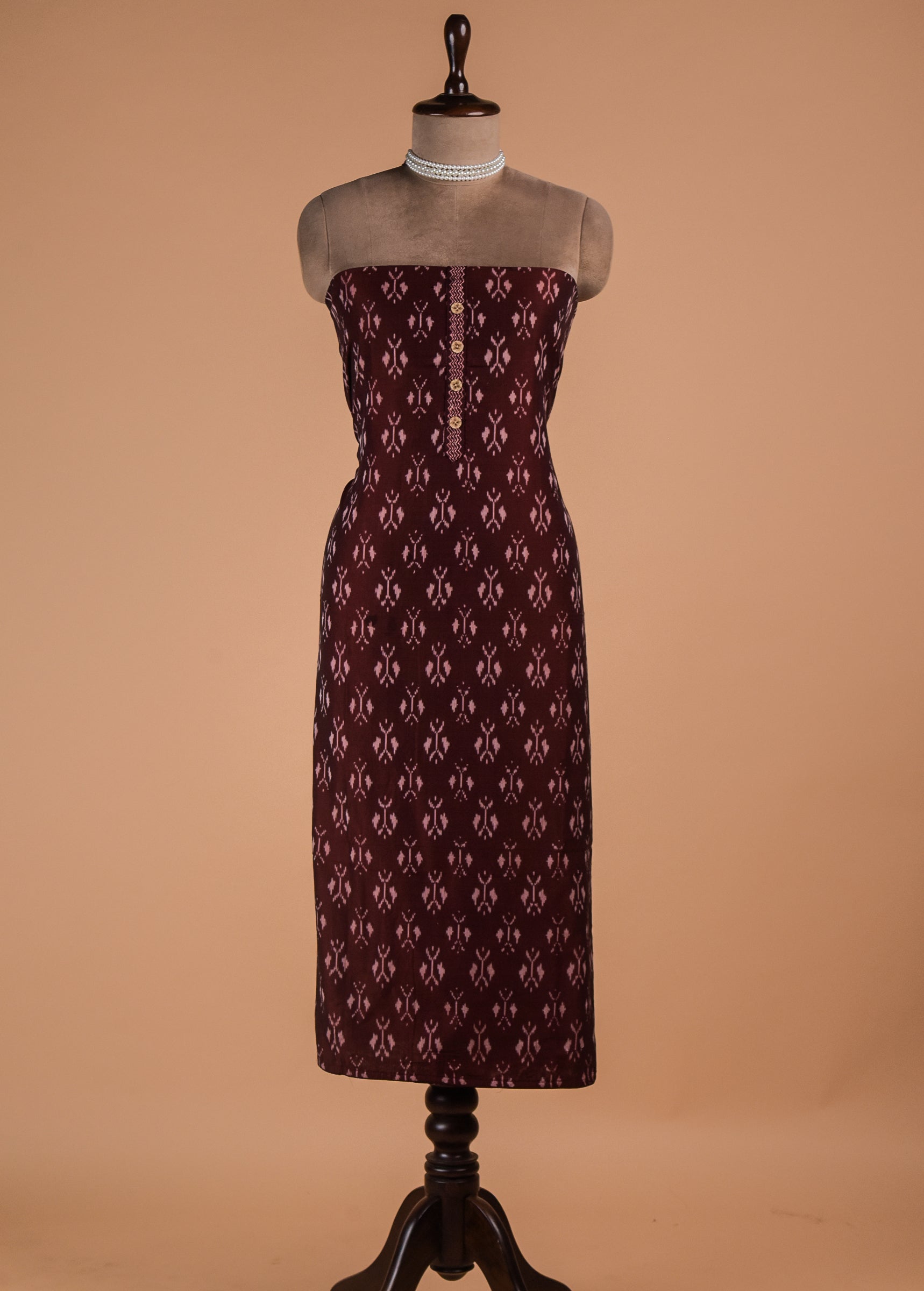 Red Handloom Cotton Dress Material