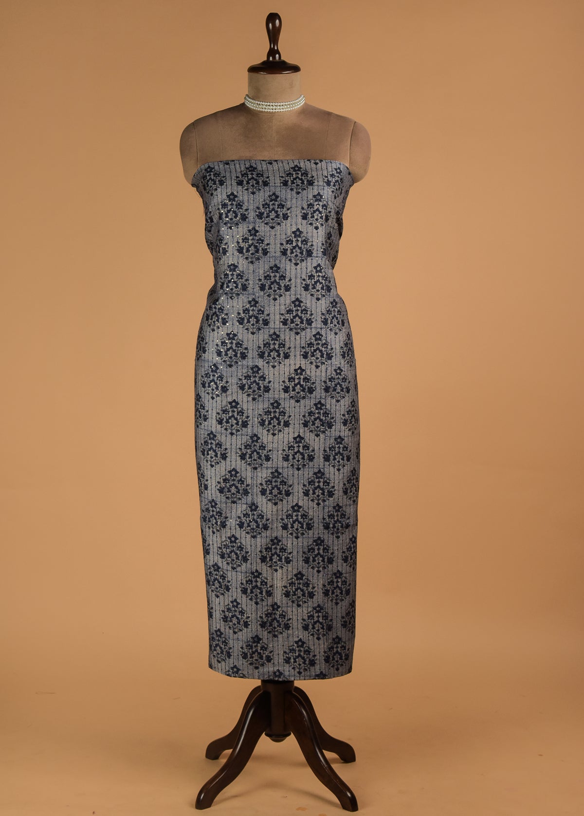 Blue Tussar Dress Material
