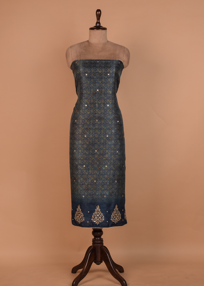 Blue Tussar Dress Material