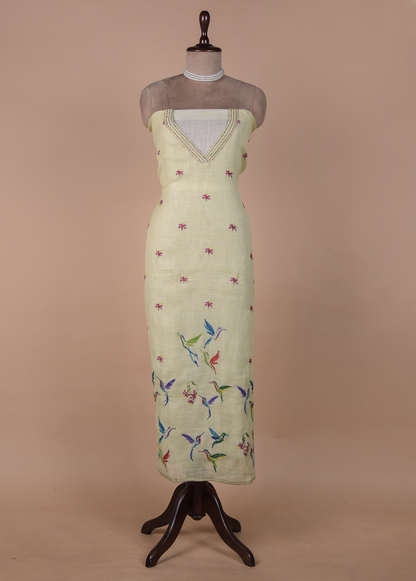 Yellow Cotton Dress Material