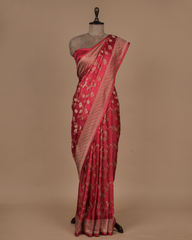 Pink Satin Saree