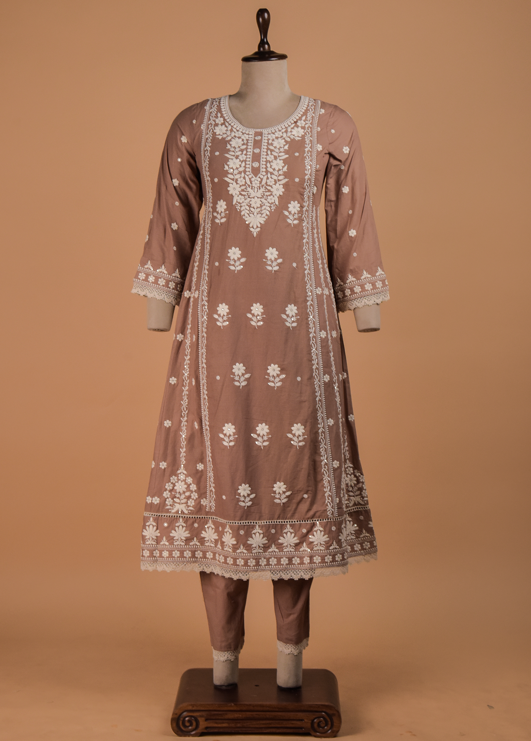 Brown Cotton A Line Set