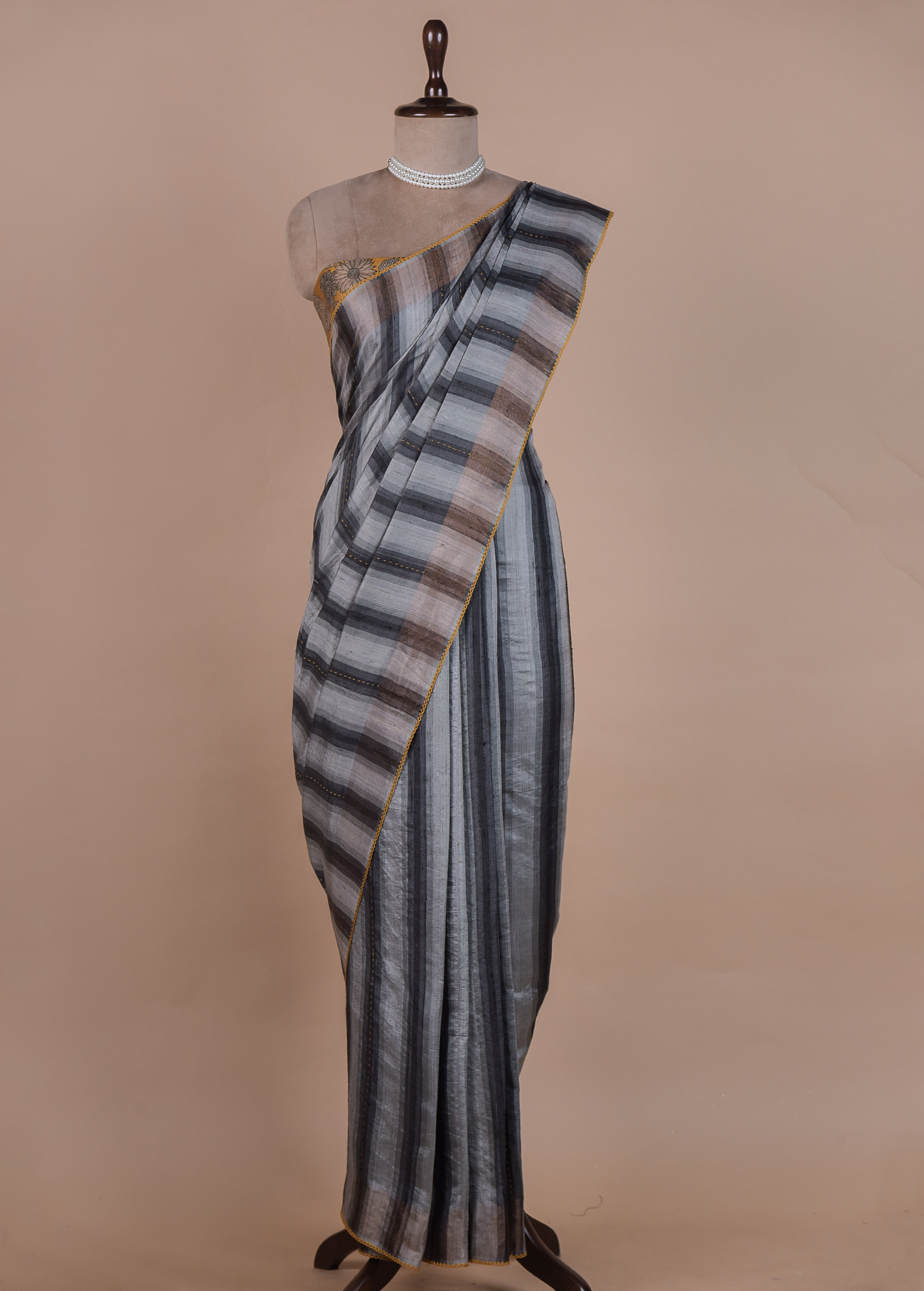 Multicoloured Tussar Printed Saree