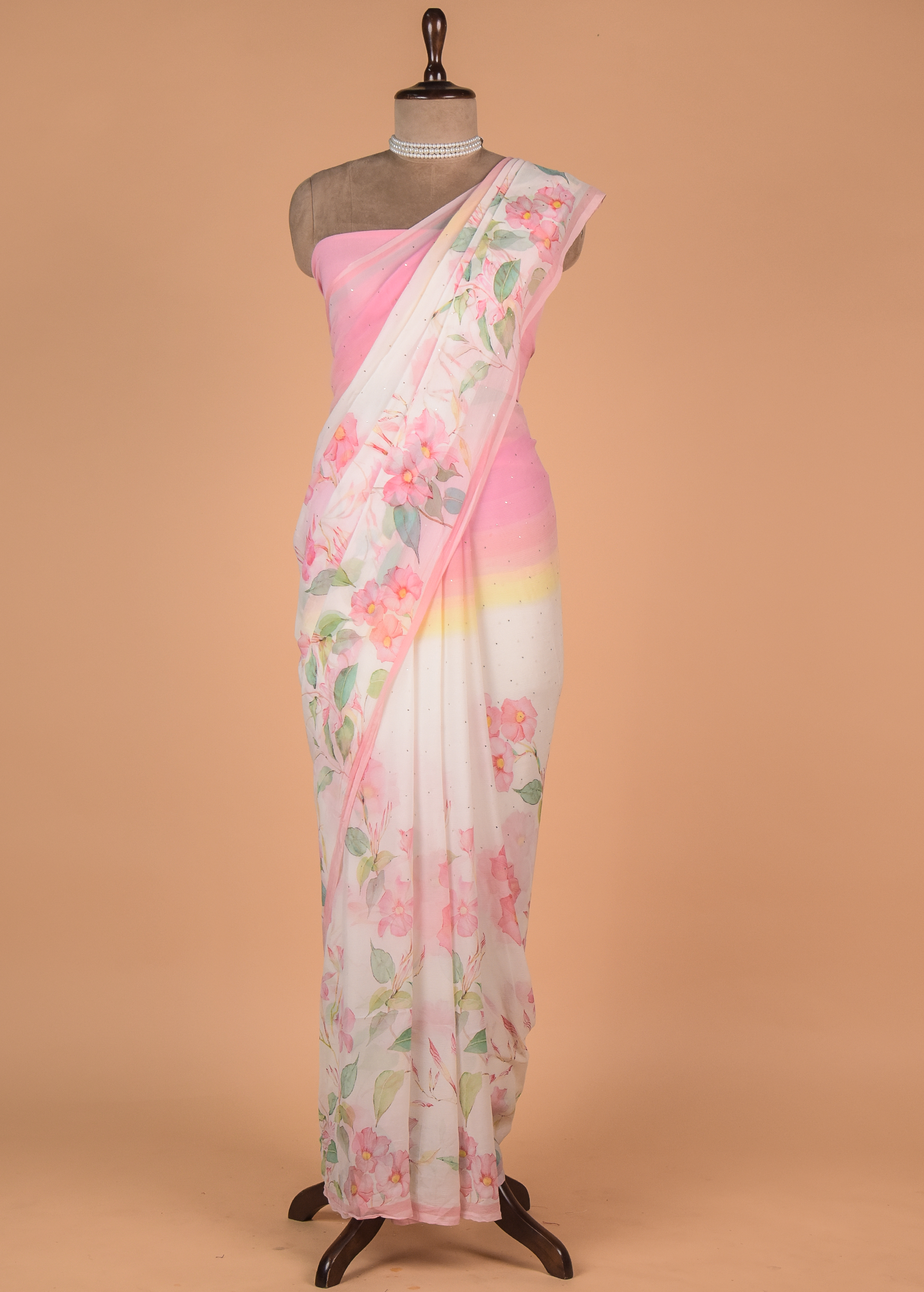 Multicoloured Chifon Printed Saree