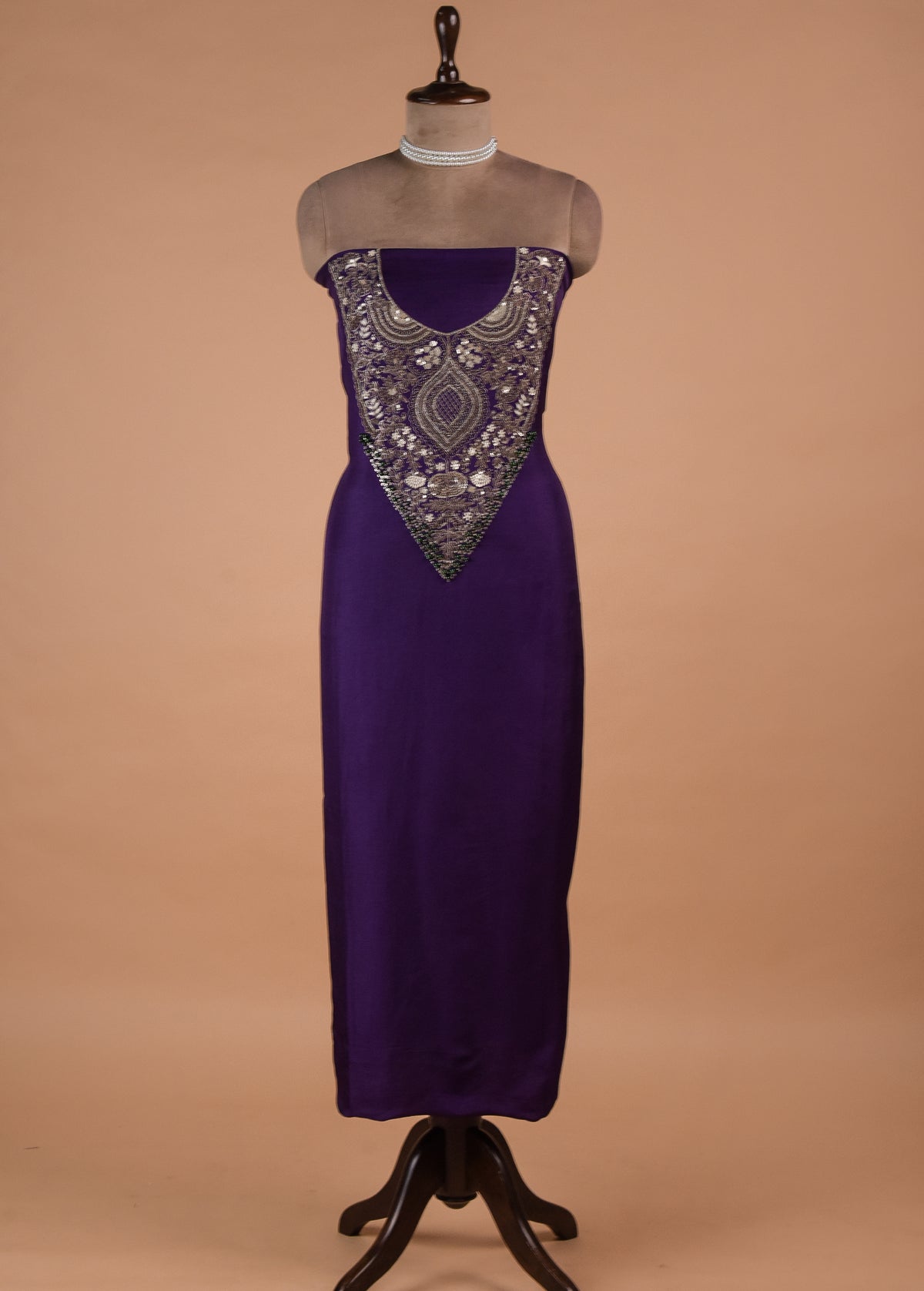 Purple Chinia Silk Dress Material