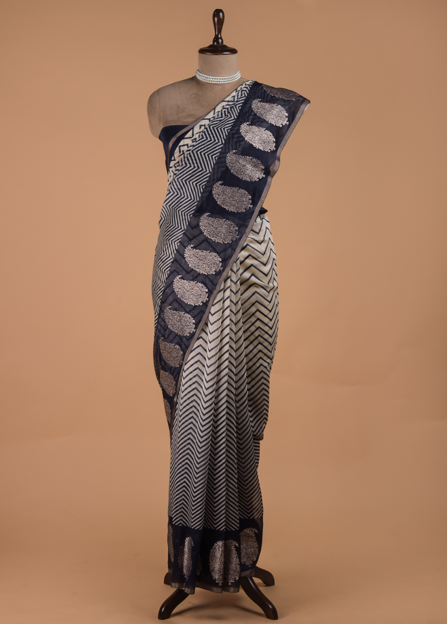 Blue Cotton Printed Saree
