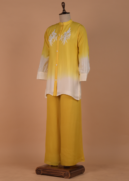 Yellow Crepe Coord Set