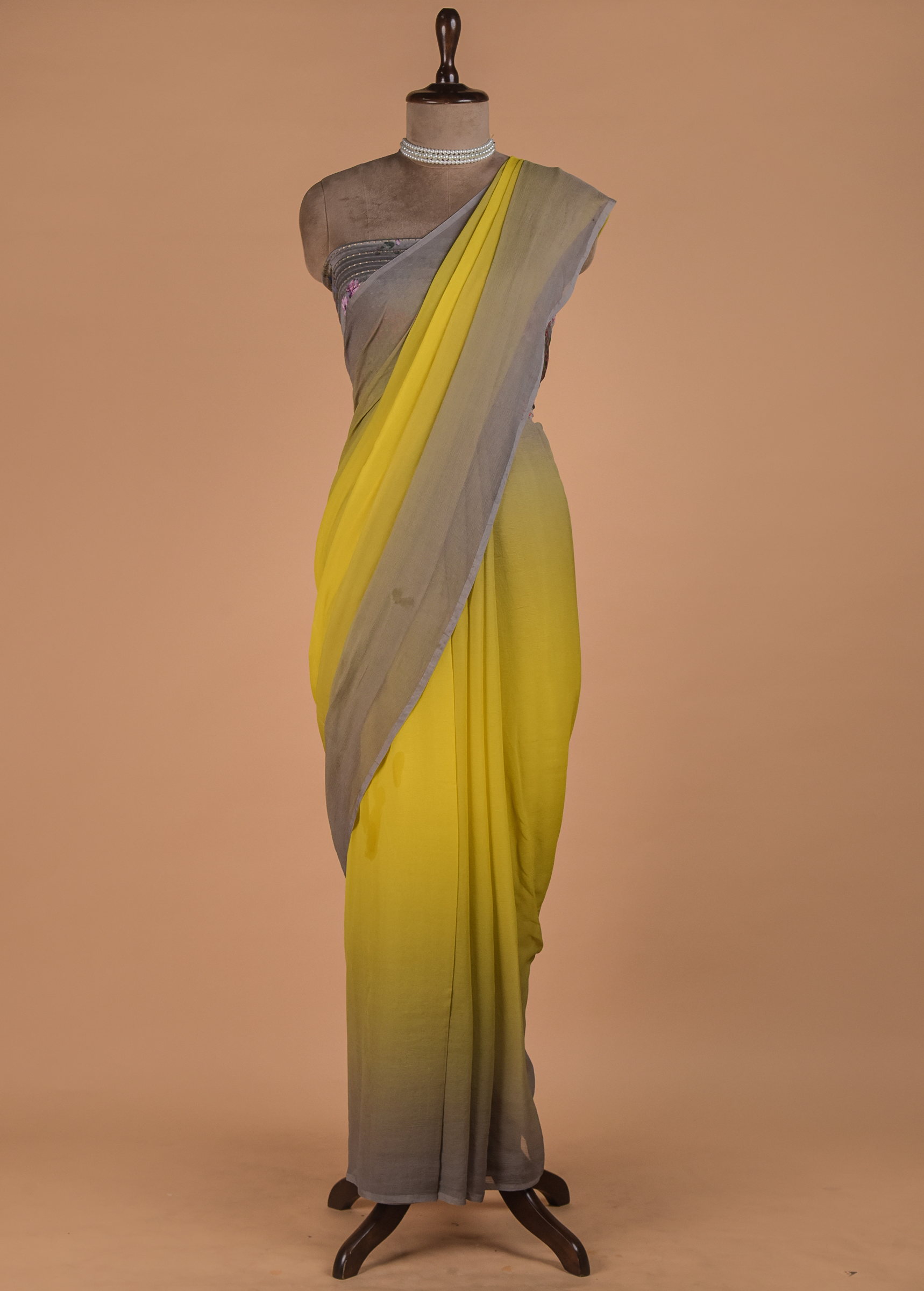 Multicolour Printed Chiffon Saree - Image 3 | Greenways Delhi