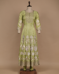 Green Tissue Silk Anarkali Set