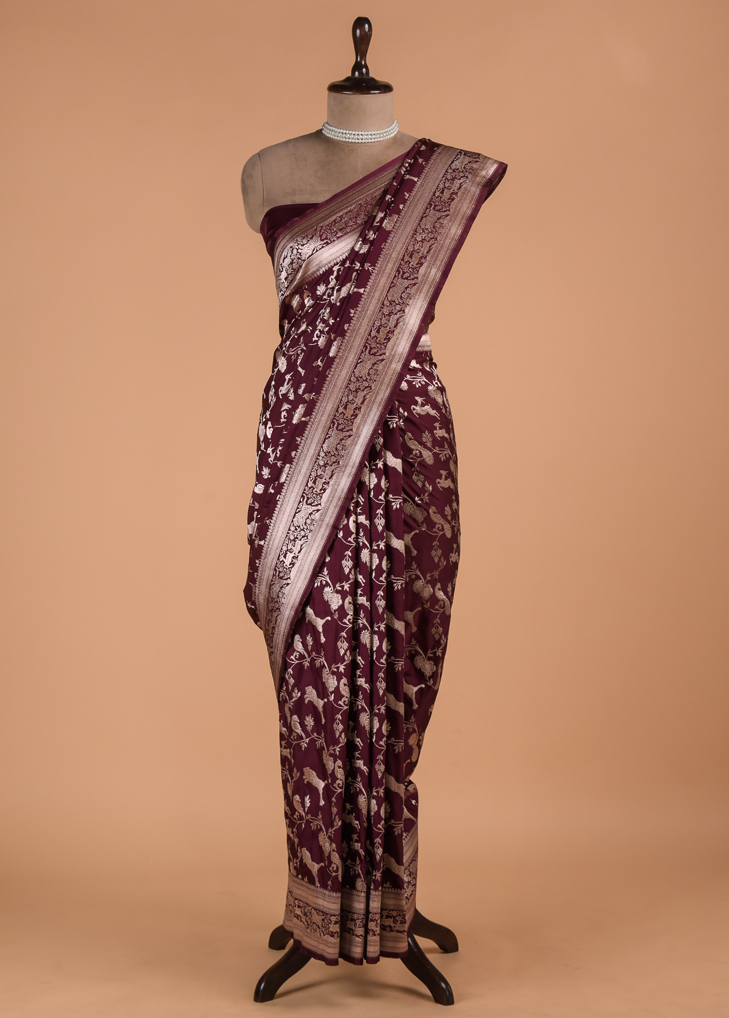 Wine Art Silk Banarasi Saree