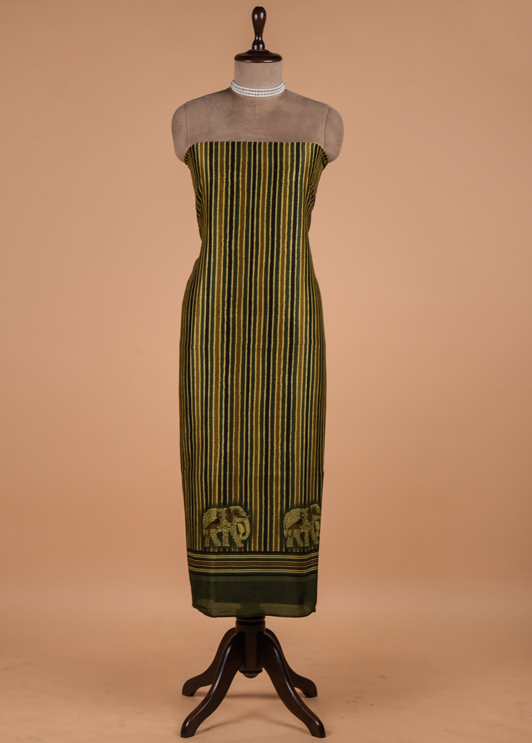 Green Crepe Dress Material