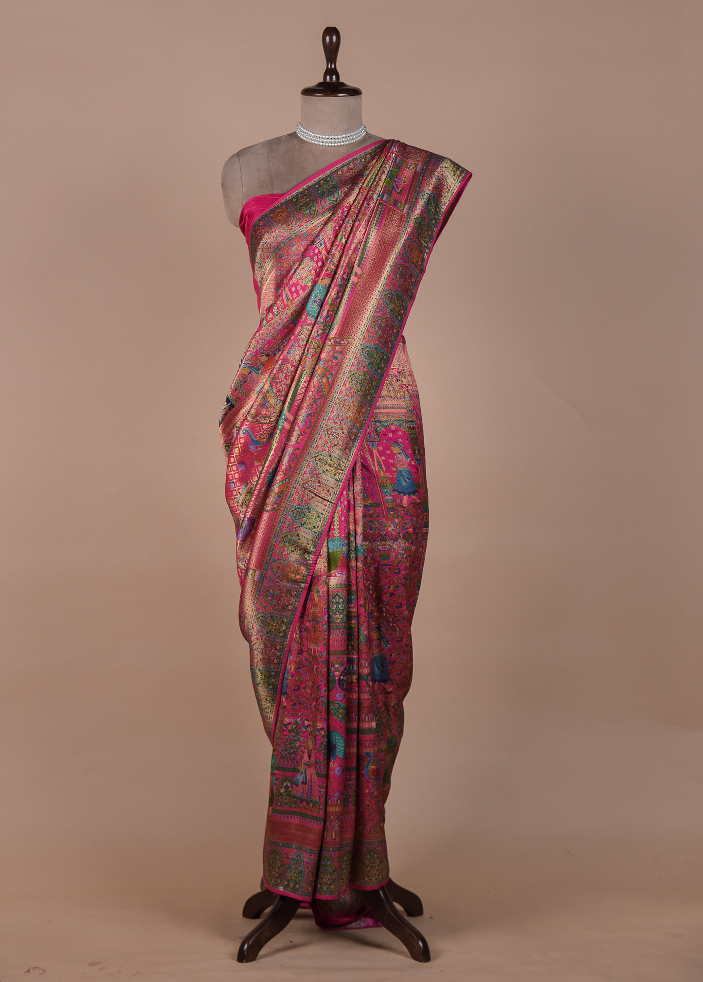 Pink Silk Embroidered Saree
