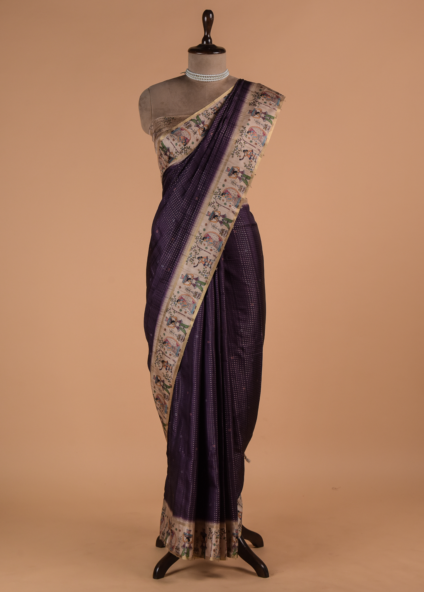 Blue Cotton Tussar Printed Saree