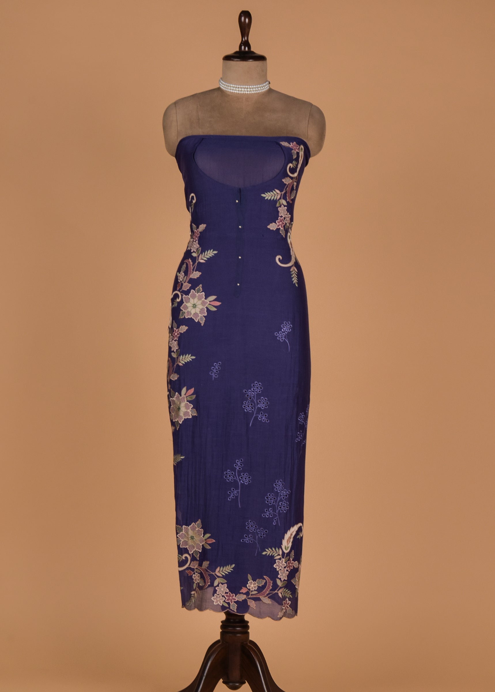 Purple Mul Chanderi Dress Material