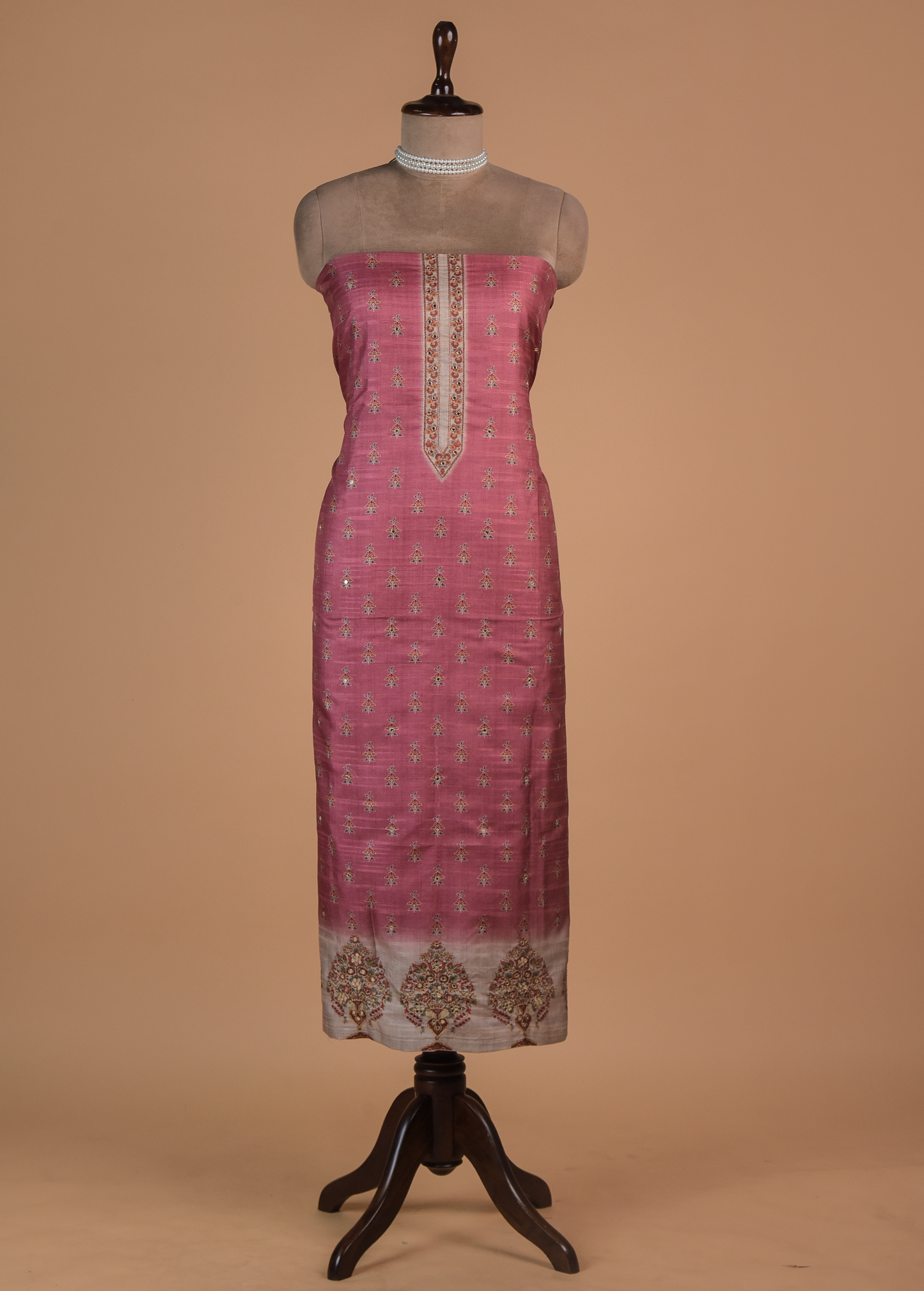 Pink Cotton Tussar Dress Material
