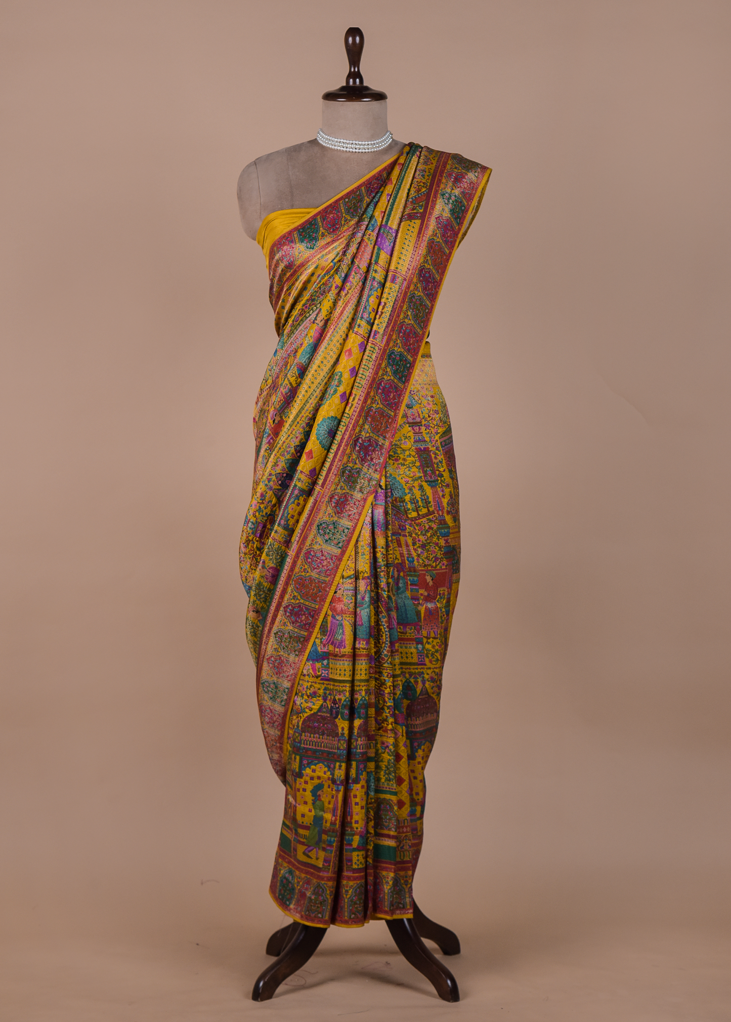 Yellow Silk Embroidered Saree