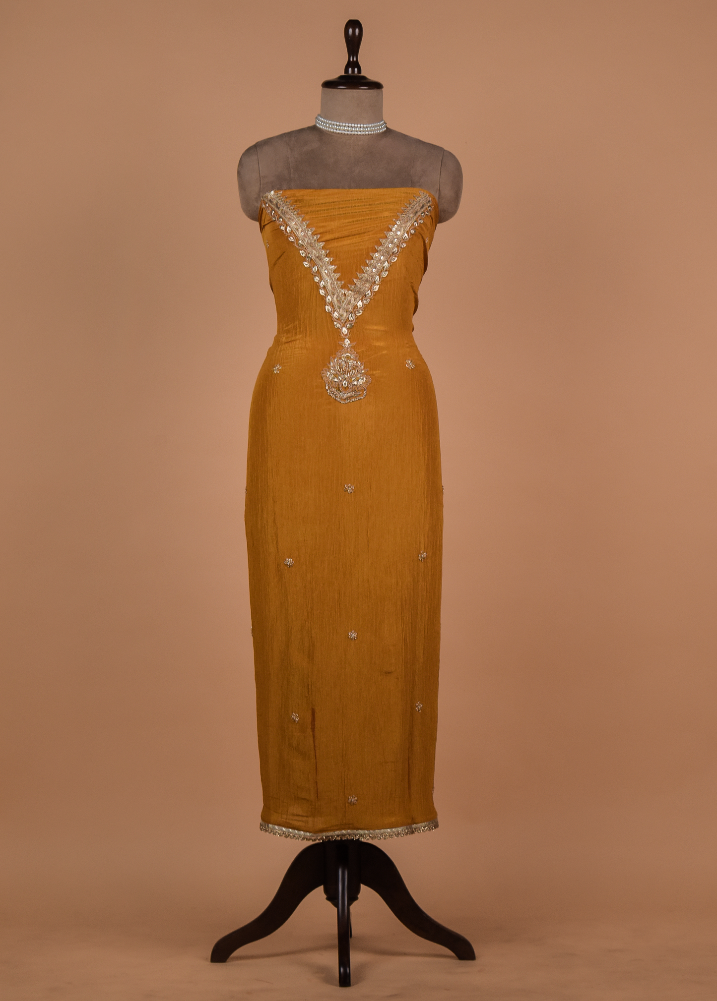 Mustard Mushroo Silk Dress Material