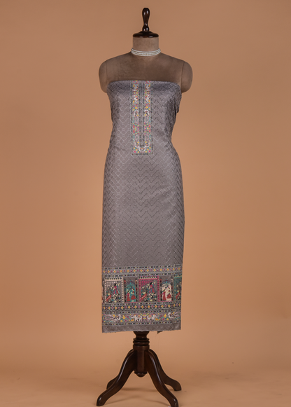 Grey Pashmina Dress Material