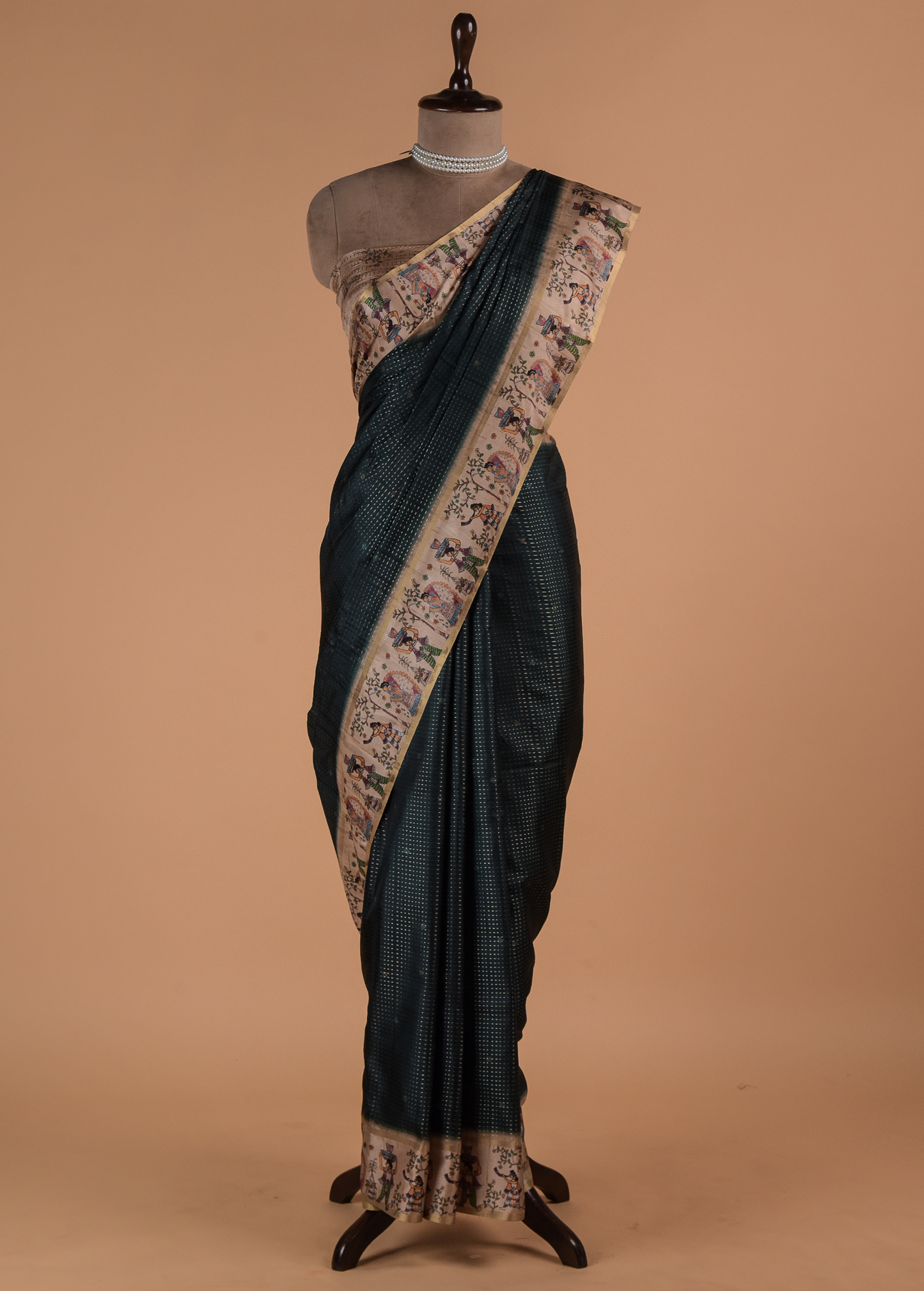 Green Cotton Tussar Printed Saree
