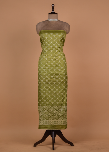 Green Tussar Dress Material