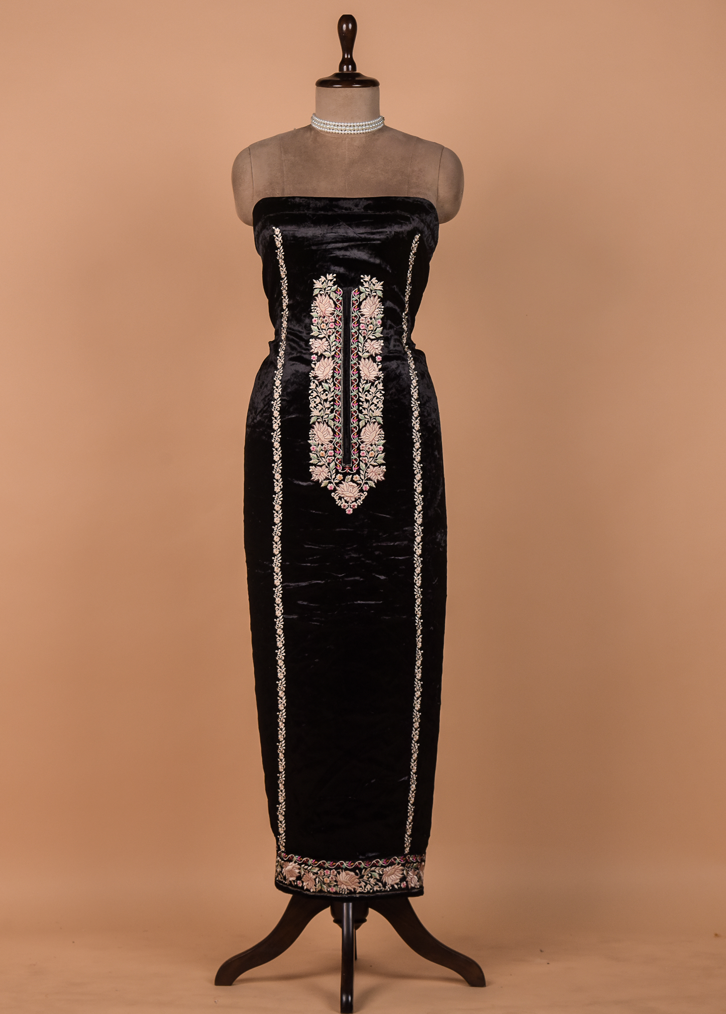 Black Velvet Dress Material