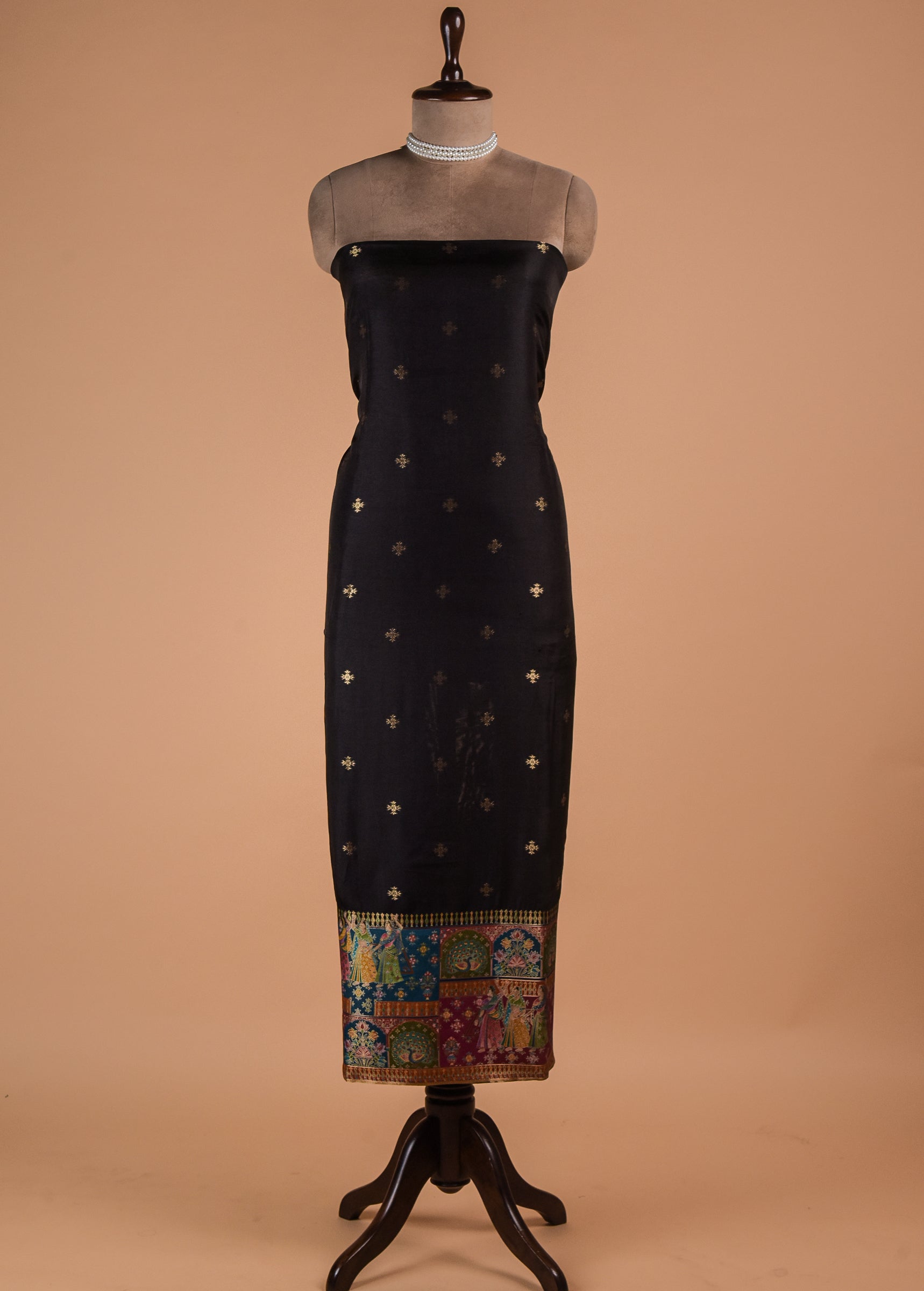 Black Dola Silk Dress Material