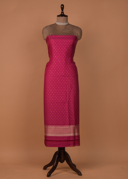 Pink Munga Tussar Silk Dress Material