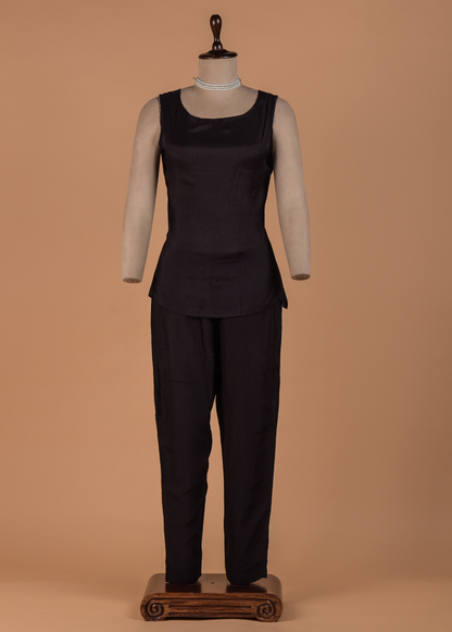 Black Crepe Silk Coord Set