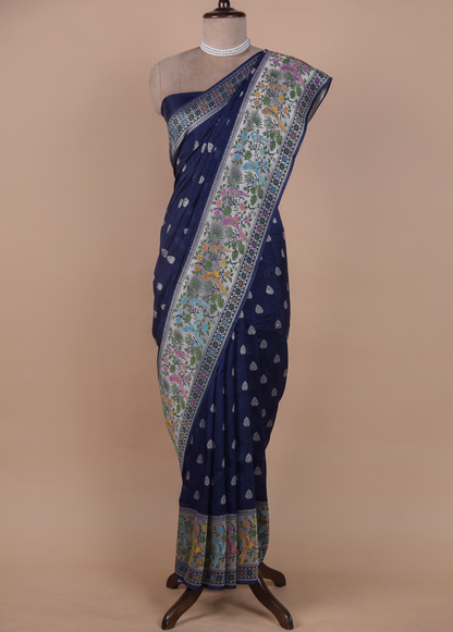 Blue Art Tussar Georgette Banarasi Saree