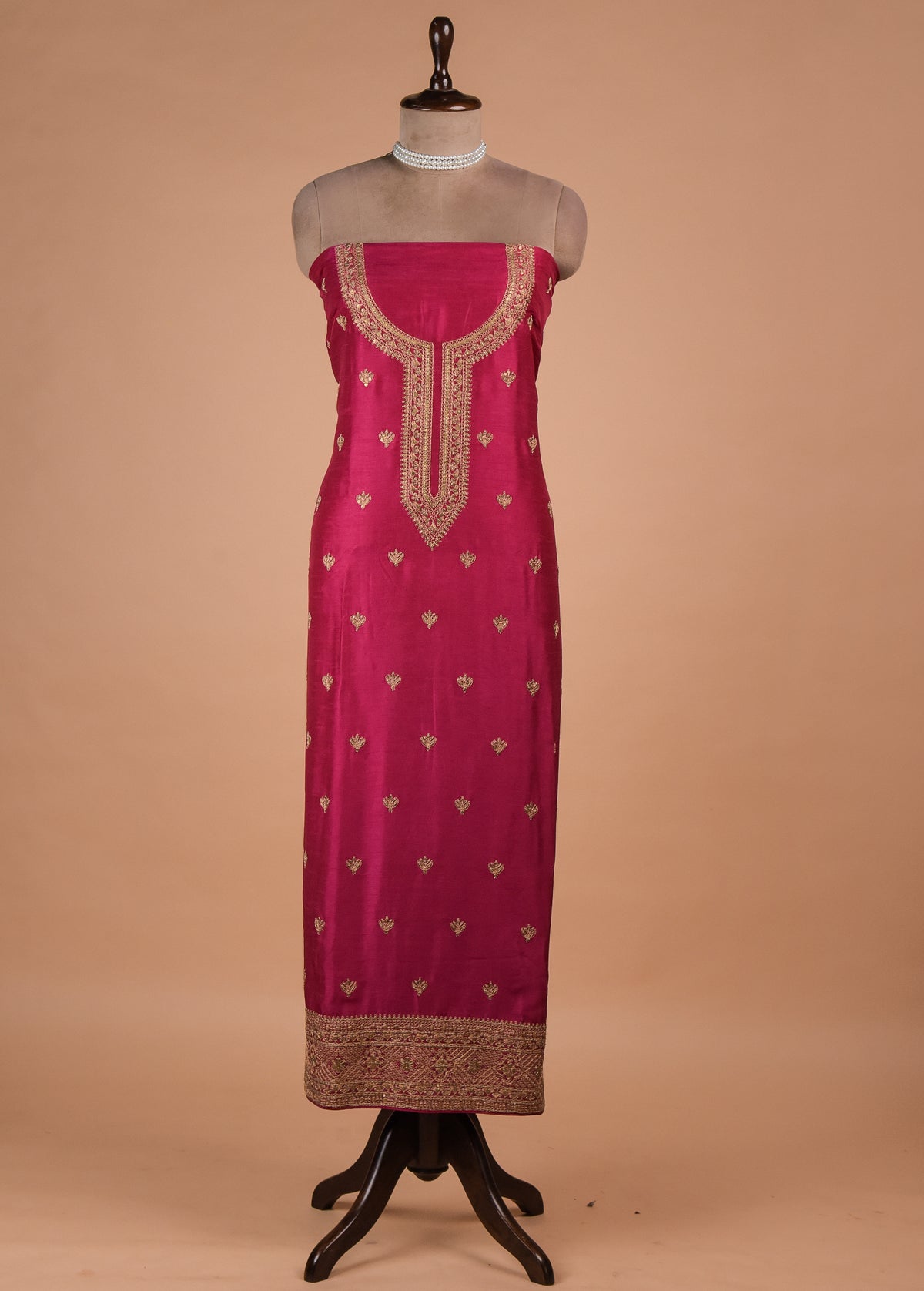 Pink Tussar Dress Material