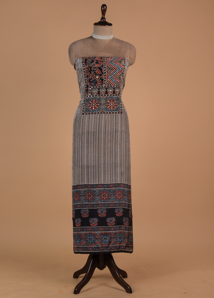 Multicoloured Crepe Dress Material